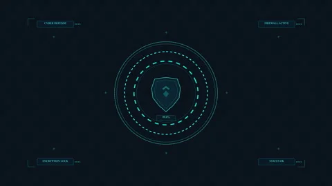 Digital shield HUD interface with radar scanning network, data security pro.. Stock Footage 348332928