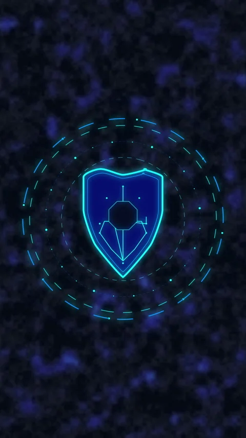 Digital shield HUD motion graphic showing cybersecurity defense, data prote.. Stock Footage 348333021