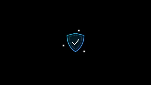 Digital Shield Icon with Checkmark Animation on Black Background Security a.. Video stock 342751722