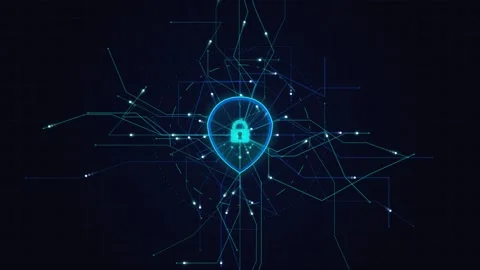 Digital shield icon protecting data network structure in dark blue cyberspa.. Stock Footage 345814586
