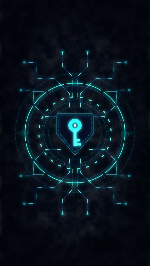 Digital shield key icon, cyber security technology, data protection, networ.. Stock Footage 348333115
