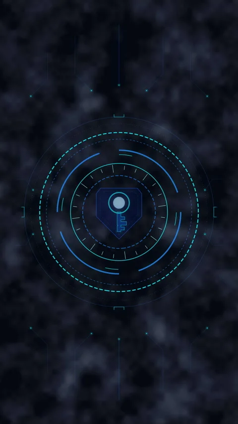 Digital shield with key icon, cyber security data encryption, network prote.. Stock Footage 348333427
