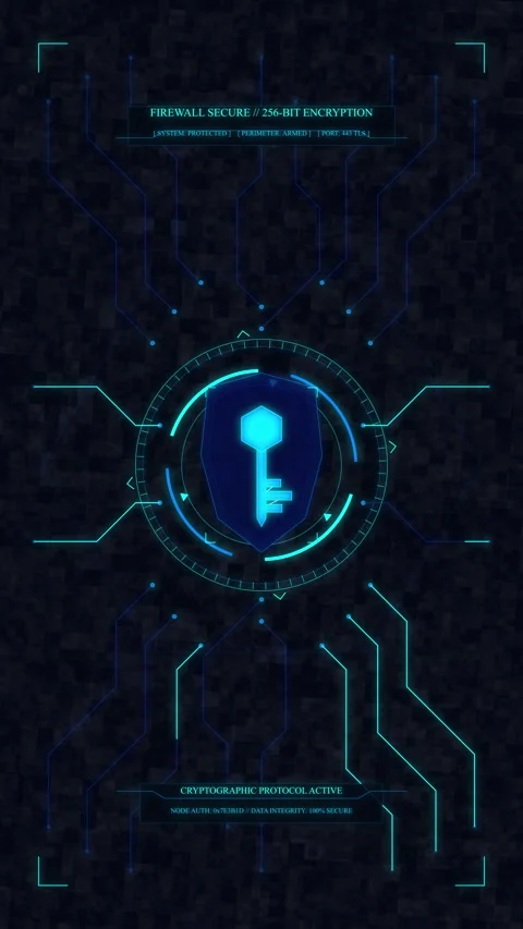 Digital shield with key icon for cybersecurity data encryption protection a.. Stock Footage 348333494