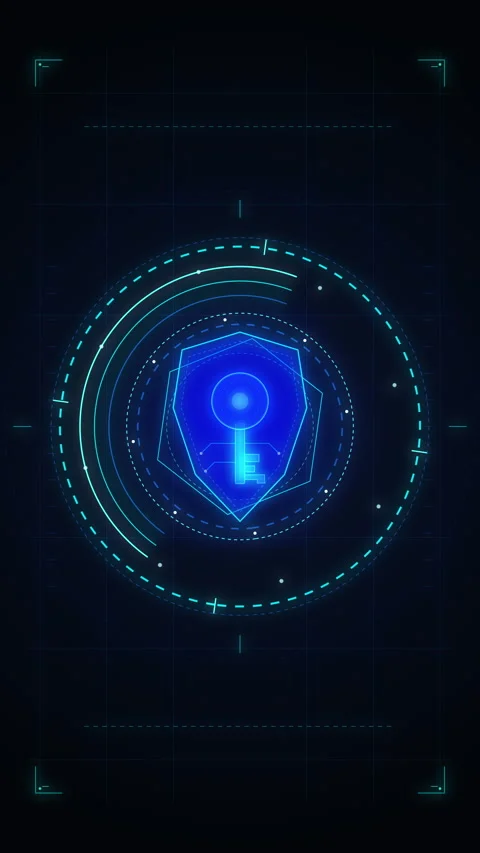 Digital shield with key icon, cybersecurity protection technology, data enc.. Stock Footage 348333507