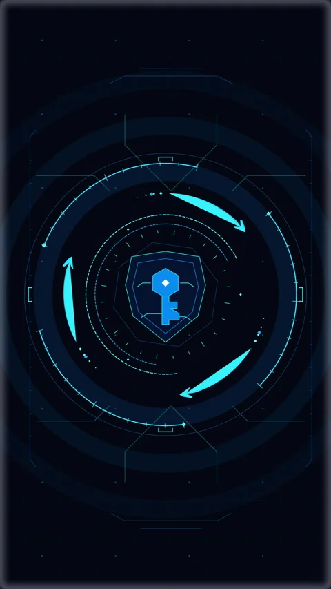 Digital shield key security animation, data encryption, cyber protection Stock Footage 348333930