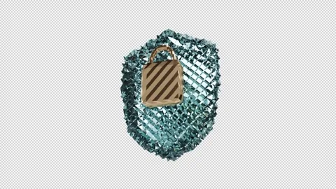 Digital shield with key symbol representing cyber security concept  Stock Footage 301716970