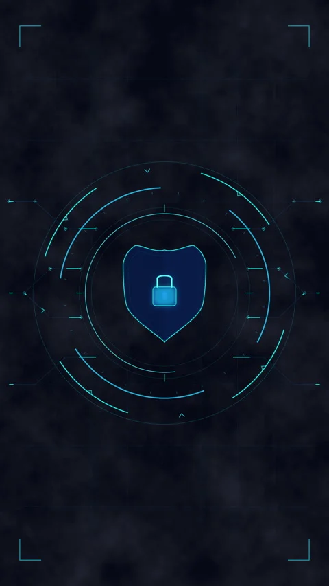 Digital shield lock animation for cybersecurity and secure data protection Stock Footage 348333221