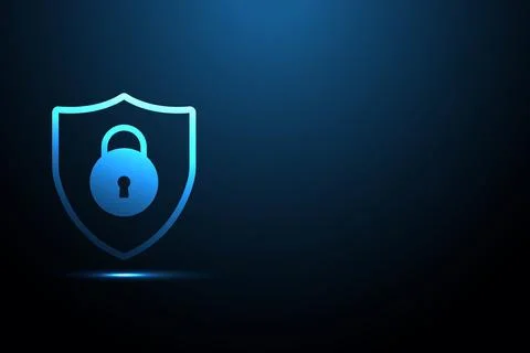 Digital Shield Lock Cyber Security Data Protection Technology Background 스톡 일러스트