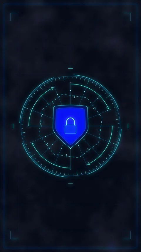 Digital shield lock interface animation, cyber security protection, data pr.. Stock Footage 348333270