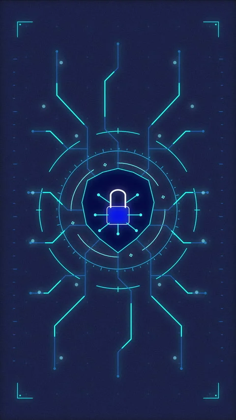 Digital shield lock interface animation, cyber security protection, data pr.. Stock Footage 348333271