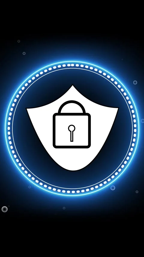 Digital shield with padlock icon Stock Footage 337461817