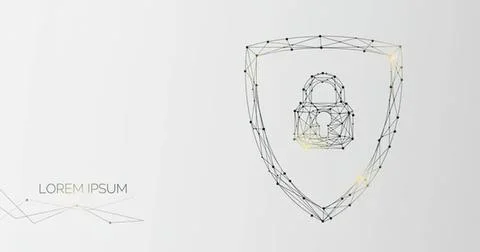 Digital shield with padlock icon representing security Stock-Illustration