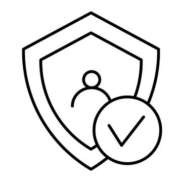 Digital shield protect thin line icon. Shield and user vector illustration イラスト素材