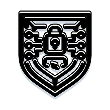 Digital shield securing cyberspace with locked padlock access Illustrazione stock