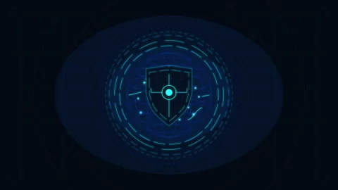 Digital shield security icon, cyber protection technology analysis, network.. Stock Footage 348333287