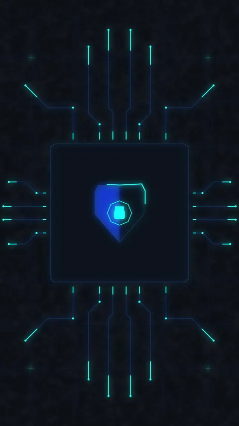 Digital shield security system with circuit board line data flow Stock Footage 348333482
