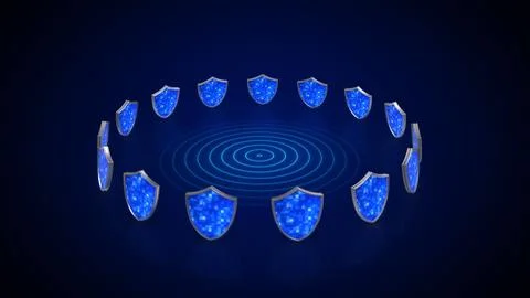 Digital Shields for Cyber Security and Data Protection Concept Stock Illustration