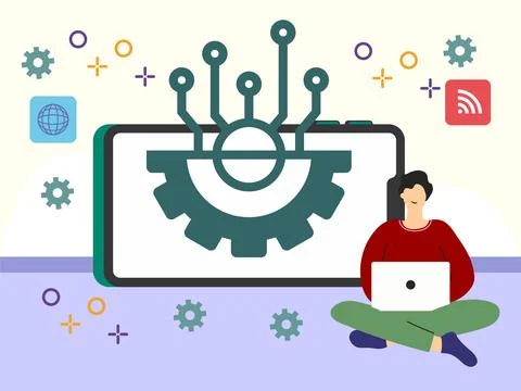 Digital Shift Concept Illustration Style Illustrazione stock