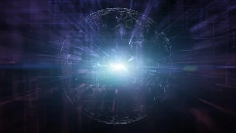Digital shine 3d sphere network loop animation Stock Footage 338103974