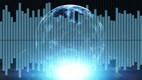 Digital shine sphere cyber space with looped bars animation Vídeos de archivo 340238662