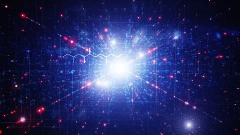 Digital shining binary data cyberspace with hexagon bonds loop animation Stock Footage 338408223