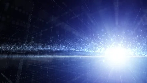Digital shining cyber space with lines and dots loop flying Stock Footage 344794129