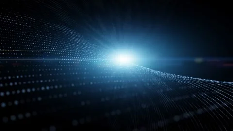 Digital shining dark cyberspace with looping dots 库存影片 333714615
