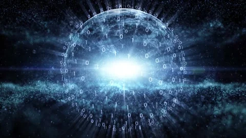 Digital shiny binary code sphere network animation Stock Footage 337513539