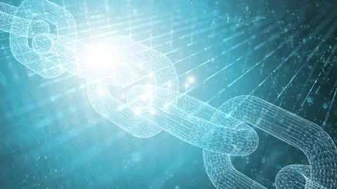 Digital shiny blockchain chain animation background Stock Footage 337570004