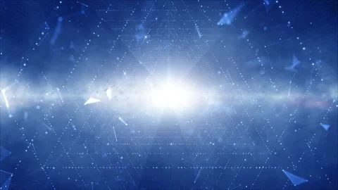 Digital shiny blue futuristic technology loop tunnel network Stock Footage 337570853