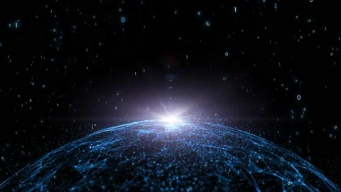 Digital shiny rotating globe in cyberspace 動画素材 232300690