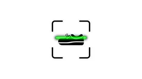 Digital shoe scanning animation with green laser light effect on white back.. 스톡 동영상 346498697