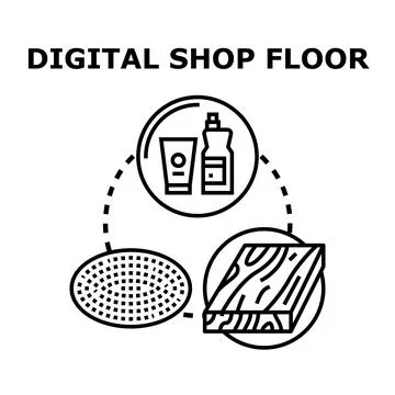 Digital shop floor concept visualizing smart manufacturing Illustrazione stock