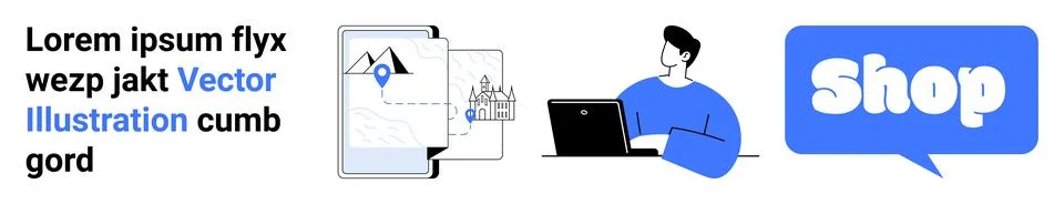 Digital Shopping and E-Commerce Concept with Online Store Elements Stock Illustration