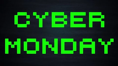 Digital shopping event text displays featuring pixelated green typography and Stock Footage 340611361