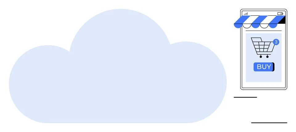 Digital Shopping Experience with Cloud Technology and Mobile Accessibility Stock Illustration