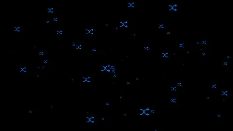 Digital Shuffle Symbols on Dark Background: Abstract Blue Particle Movement Stock Footage 344510557