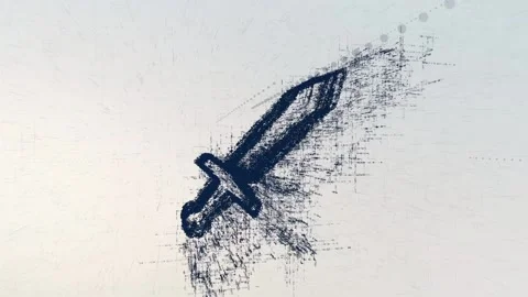 Digital sign Attack logo, a design consisting of a code of numbers and a symbol Stock Footage 87322610