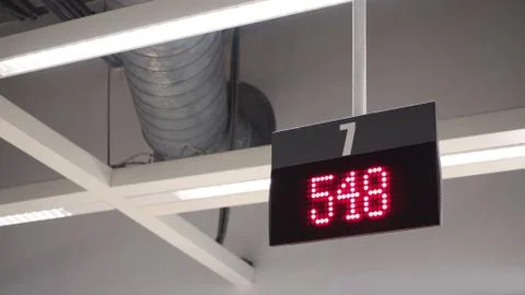 Digital sign for queue counter. (Display Board system in LED light.) Stock Photos