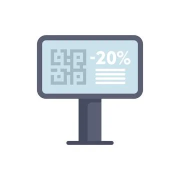 Digital signage displaying qr code and 20 percent discount offer Stock Illustration