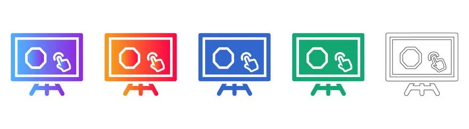 Digital Signage Interactive Touchscreen Icons Stock Illustration