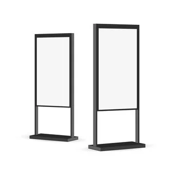 Digital Signage Mockup With Blank Screen, Side View Stock Illustration