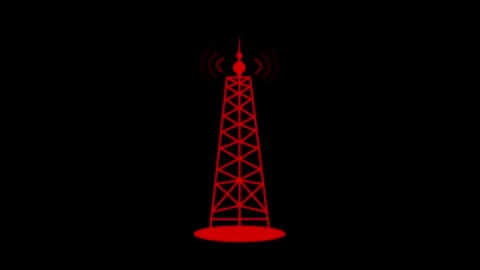 Digital Signal Animation from Network Tower, Futuristic Data Connection Wav.. Stock Footage 311727737