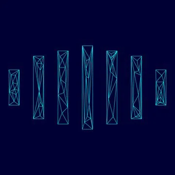 Digital signal low poly triangulation triangulated polygonal electric cyan bl Stock Illustration
