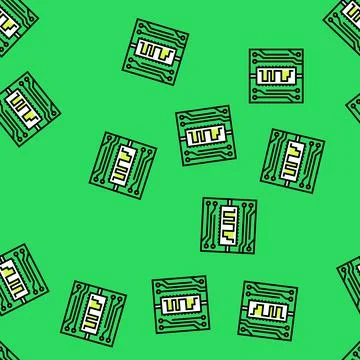 Digital signal path board vector seamless pattern Stock Illustration