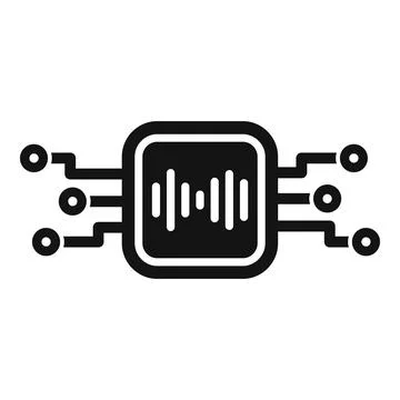Digital signal processing icon showing soundwave on circuit board 스톡 일러스트