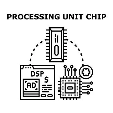 Digital signal processing unit chip vector illustration Stockillustratie
