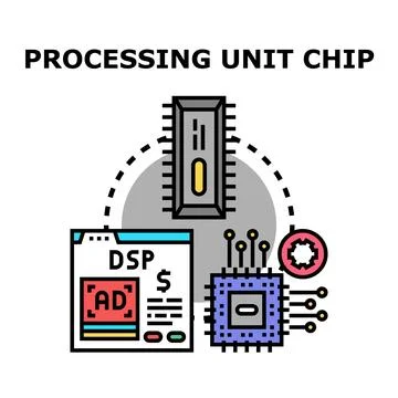 Digital signal processing unit chip vector illustration Stock Illustration