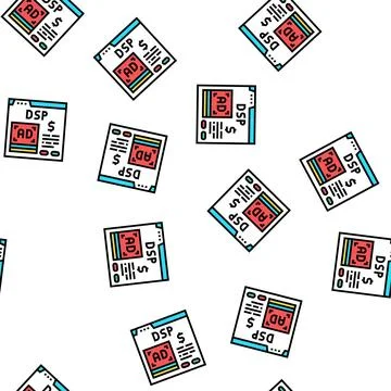 Digital signal processor vector seamless pattern Illustrazione stock