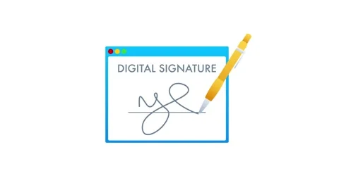 Digital signature animation for document authentication Stock Footage 337967743